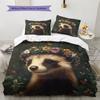 Coroa de Flores Animal Padrão Conjunto de Colcha Roupa de Cama Capa de Colcha Fronha Decoração de Casa Presente (1 capa de edredom + 2 fronhas, sem enchimento.)