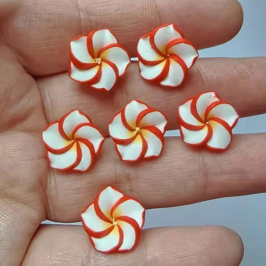 15mm Polymer Clay Plumeria Egg Flower Beads for DIY Bracelet and Necklace Jewelry Making