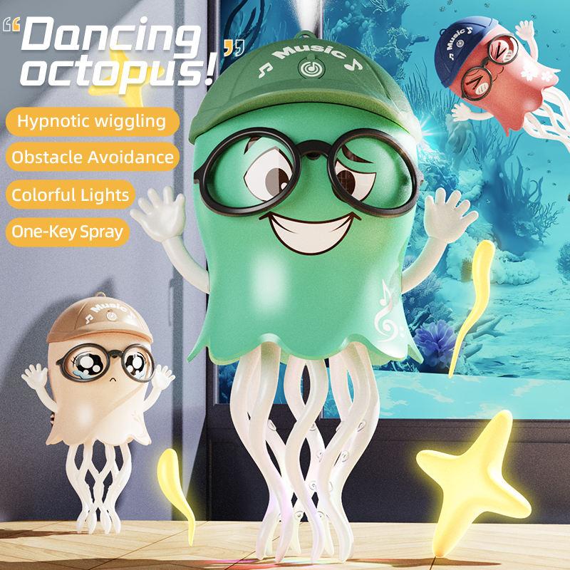 Polvo Elétrico Sensorial Brinquedo Lula Rastejante Música Luz Obstáculo Desvio Automático Brinquedo Dançante Móvel Efeito Spray Água-viva