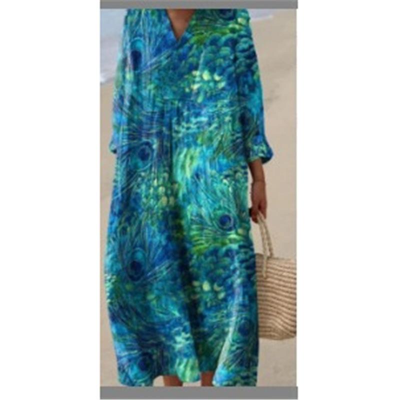 2026 Summer Y2 Long Sleeve Shirt Dress Women s Casual Floral 3D Printed Sleeve Long Dress S