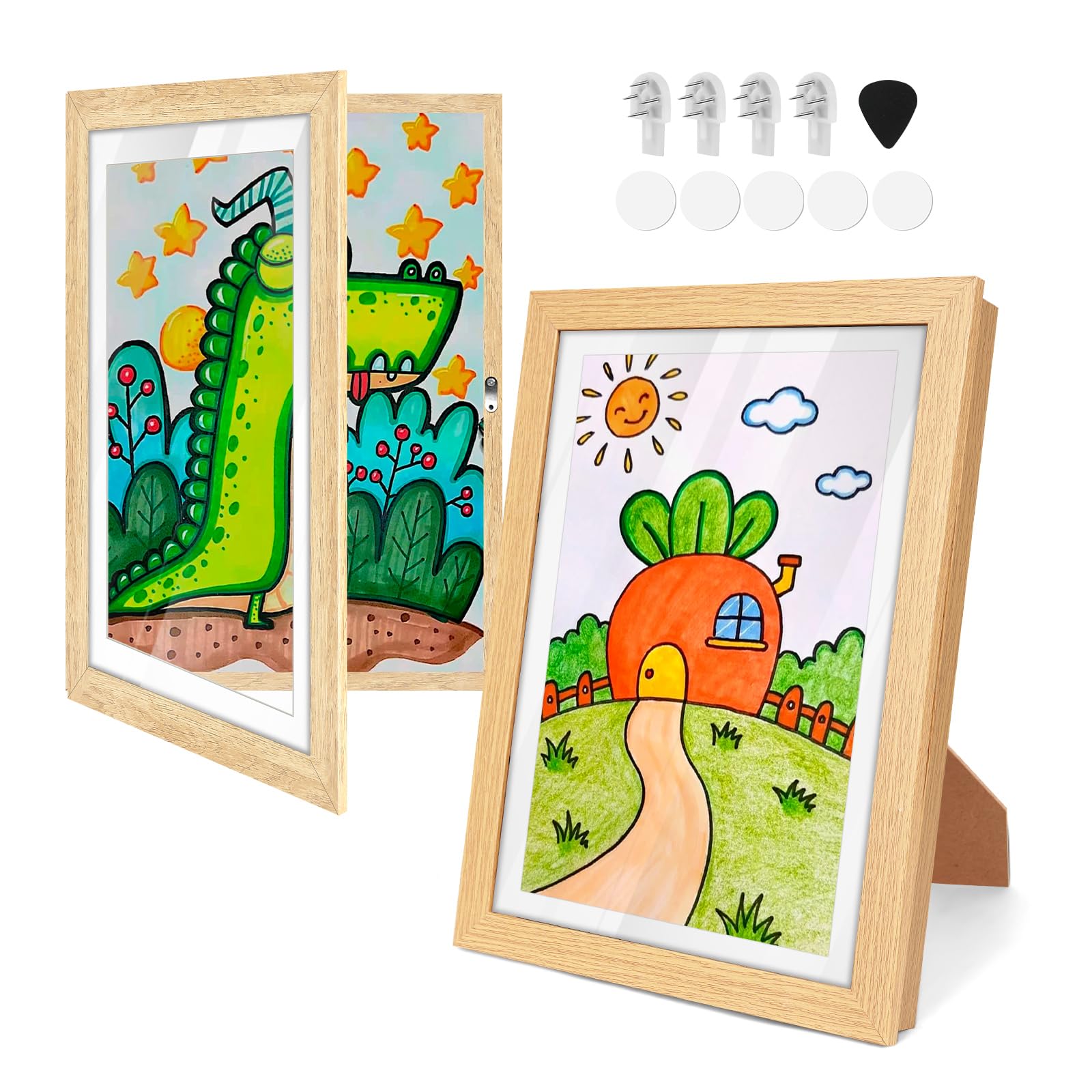 

YTOPRO 2-Pack Art Frames for Children s Drawings, A4 Size, Wall-Mounted Poster/Photo Frame, Art Panel, Holds 50-150 Pictures, Large Capacity Storage,