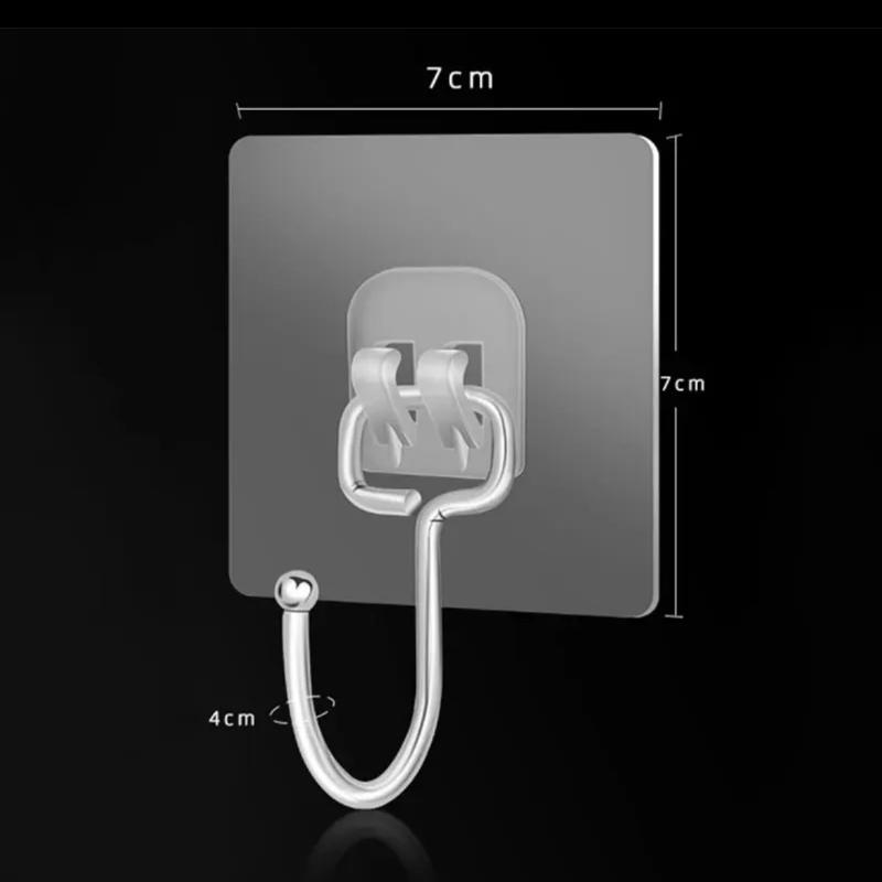 Strong Adhesive Hooks, Wall Hooks (Max) Nail-Free Adhesive Coat Hangers With Stainless Steel Hooks, Reusable Practical Towel Sho
