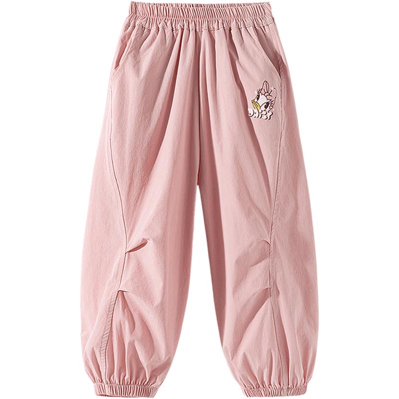 Disney Girls Summer Cartoon Print Lightweight Anti-Mosquito Pants 130/59 коралл розовый