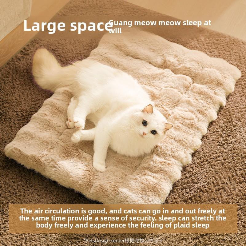 Autumn and Winter Warm Thickened Dog Bubble Velvet Imitation Rabbit Fur Cushion Medium and Small Dog Teddy Cat Sleeping Mat Pet Nest