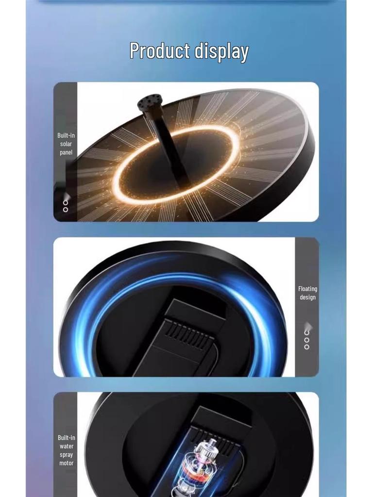 Automatic Solar Pond Fountain Circulator and Aerator for Outdoor Use