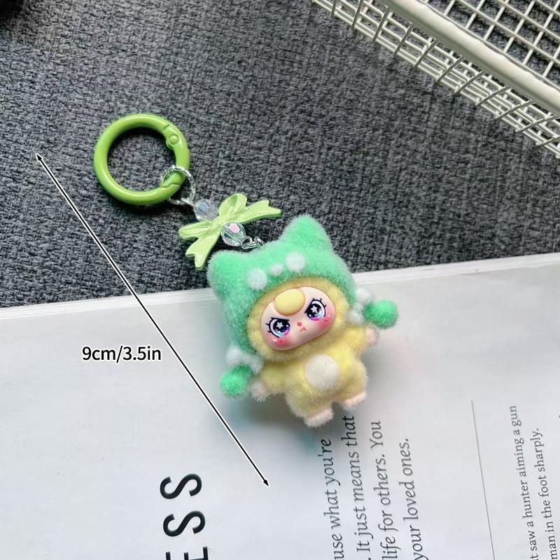 Baby Mini Three Flocking Keychain Trendy Figures Key Chain Cute Kawaii Dora Wendy Doll Keyring Bag Charms Christmas Gifts
