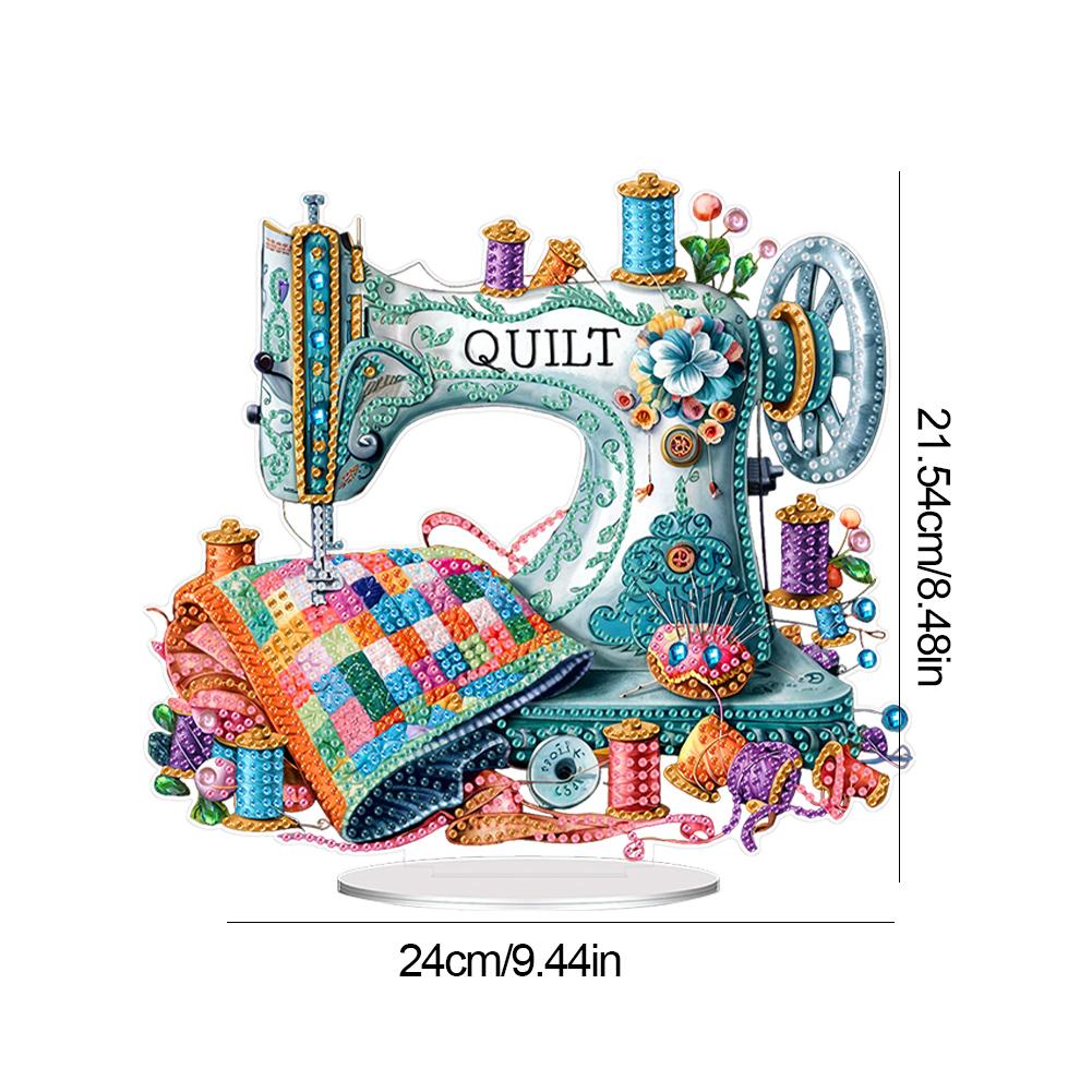 Acrylic Special Shape Sewing Machine Diamond Painting Tabletop Ornaments Kit Rhinestones Desktop Ornaments for Adults Beginner