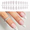 24 Pcs Glossy Full Cover False Nail French Tip Acrylic Nail Valentines Day Press On Nail Almond Shape Stick On Nail