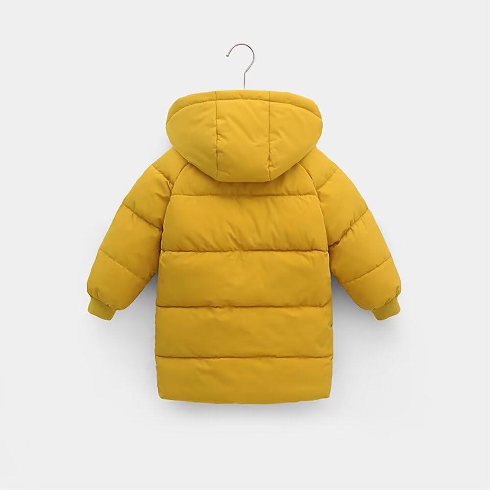 Kuhvvse Down for Girls and Solid Sizes Kids' Jacket, Padded, Boys, Warm, Cold-Proof, Windproof, Winter, Hooded, Color, 90-150 (Size 110, Yellow)