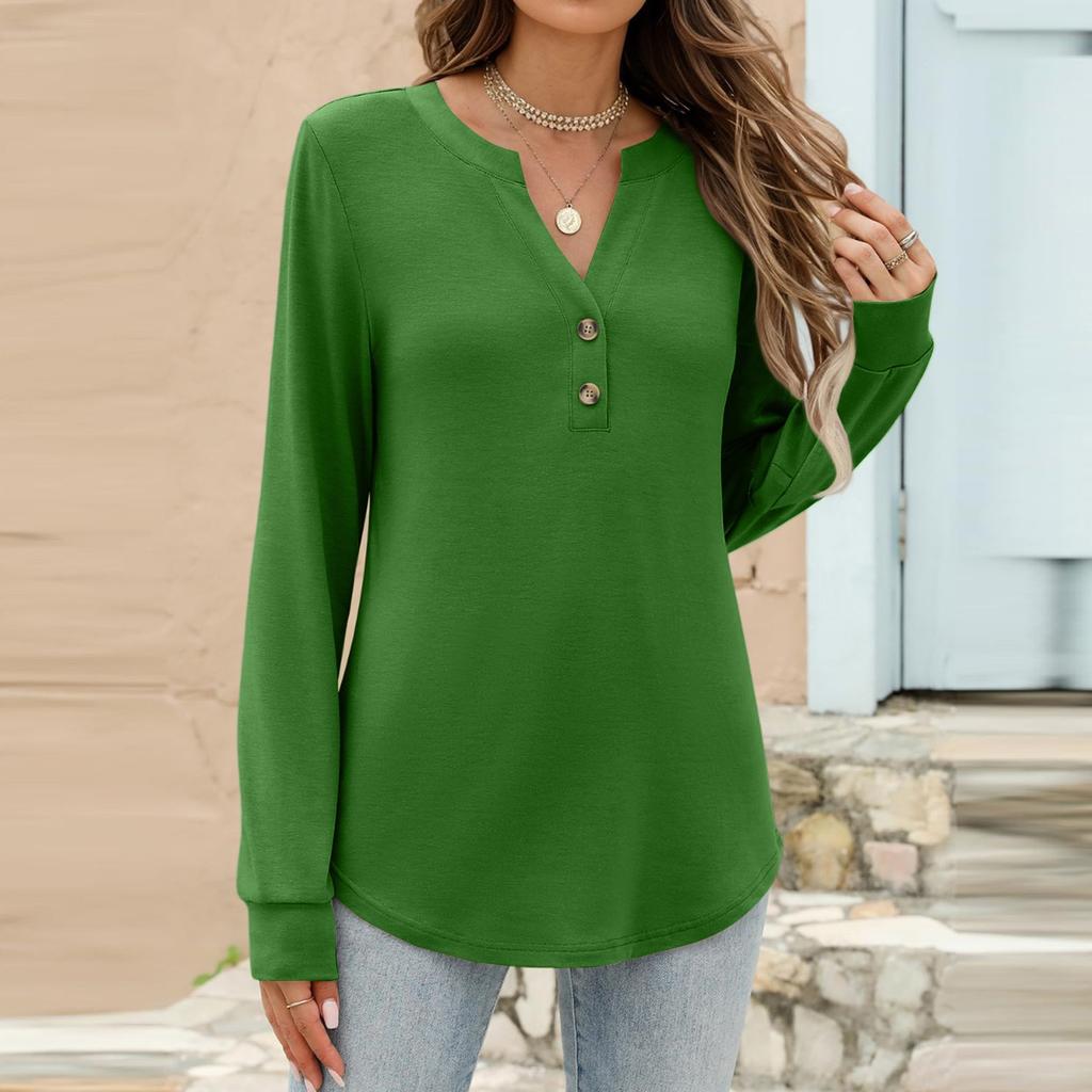 Women's Fashion Casual Color Long Sleeve T-shirt Pullover Top
