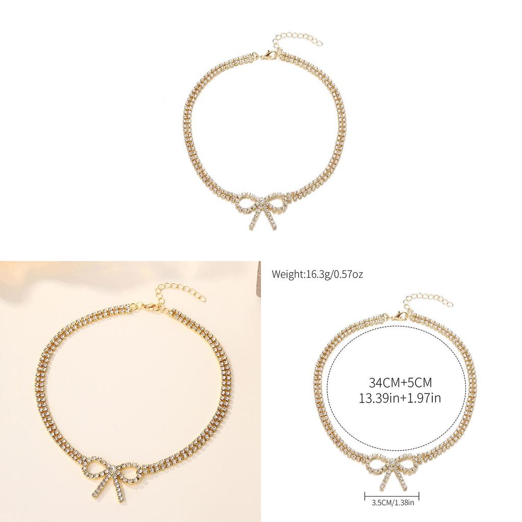 Alloy Butterfly Bow Necklace For Women With Multilayer Design And Elegant Pendant