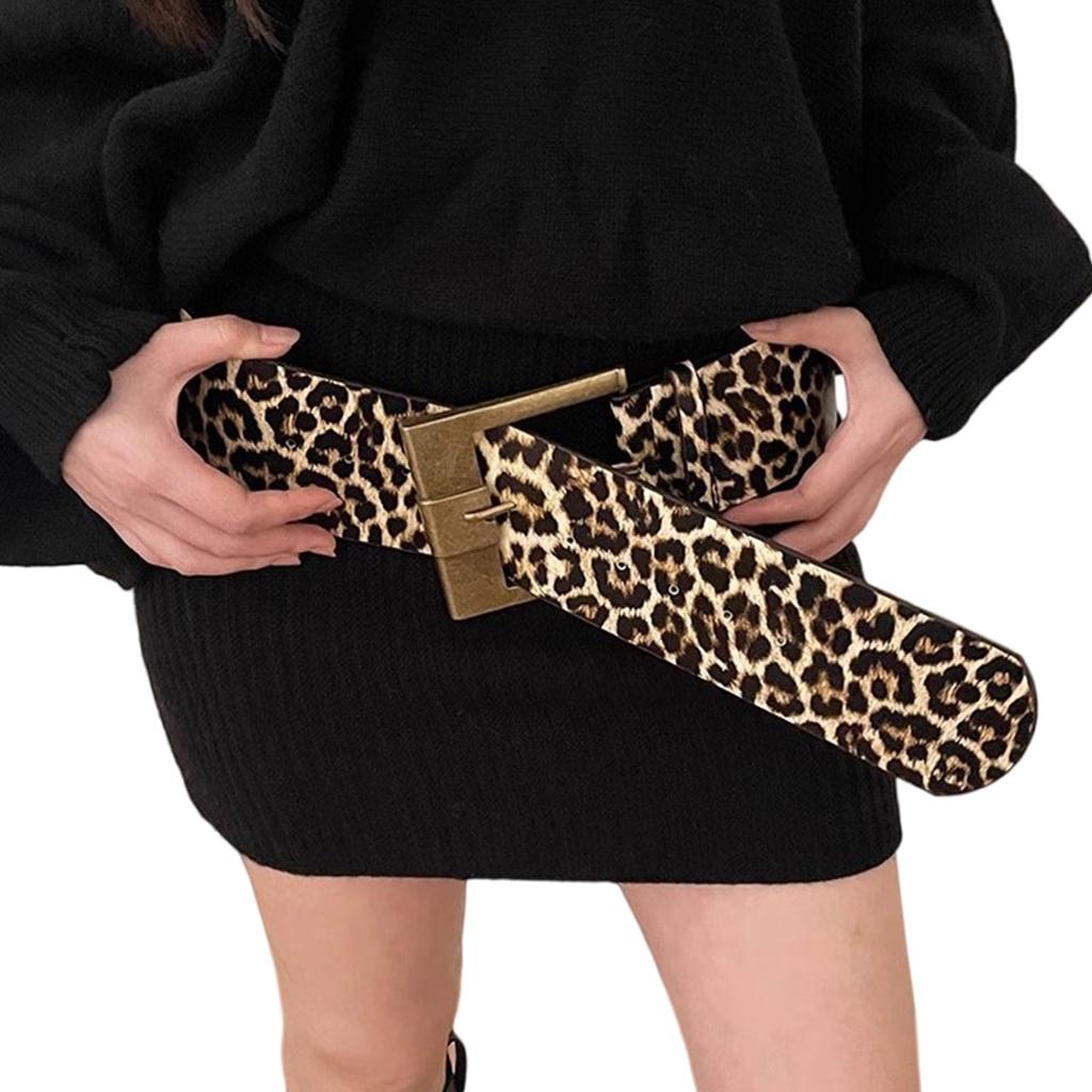 Leopard Print Wide Waist Belt Fashion Adjustable Belt Casual Wear Waist Belt for Men and Women