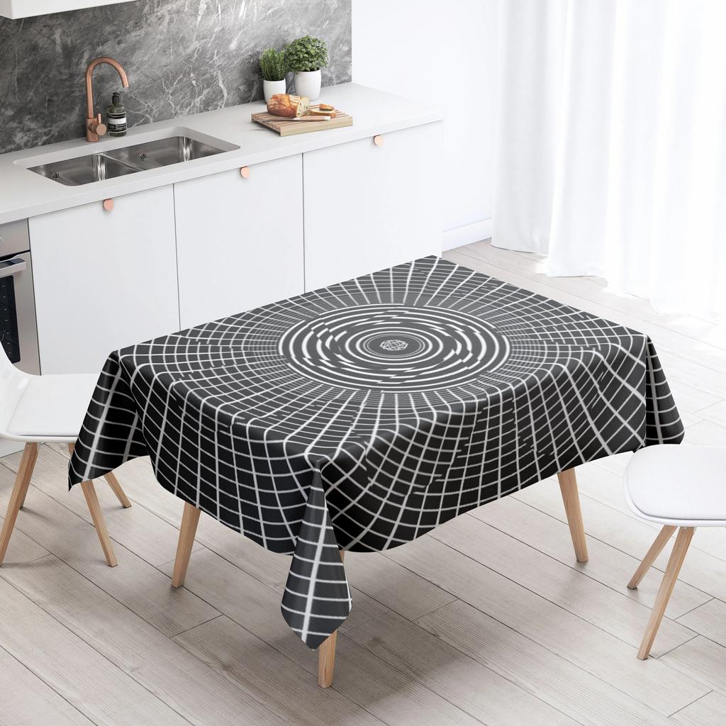 Abstract Ripple Tablecloth Home Decor Stain Resistant Waterproof Table Decoration Rectangular Kitchen Fireplace Tops