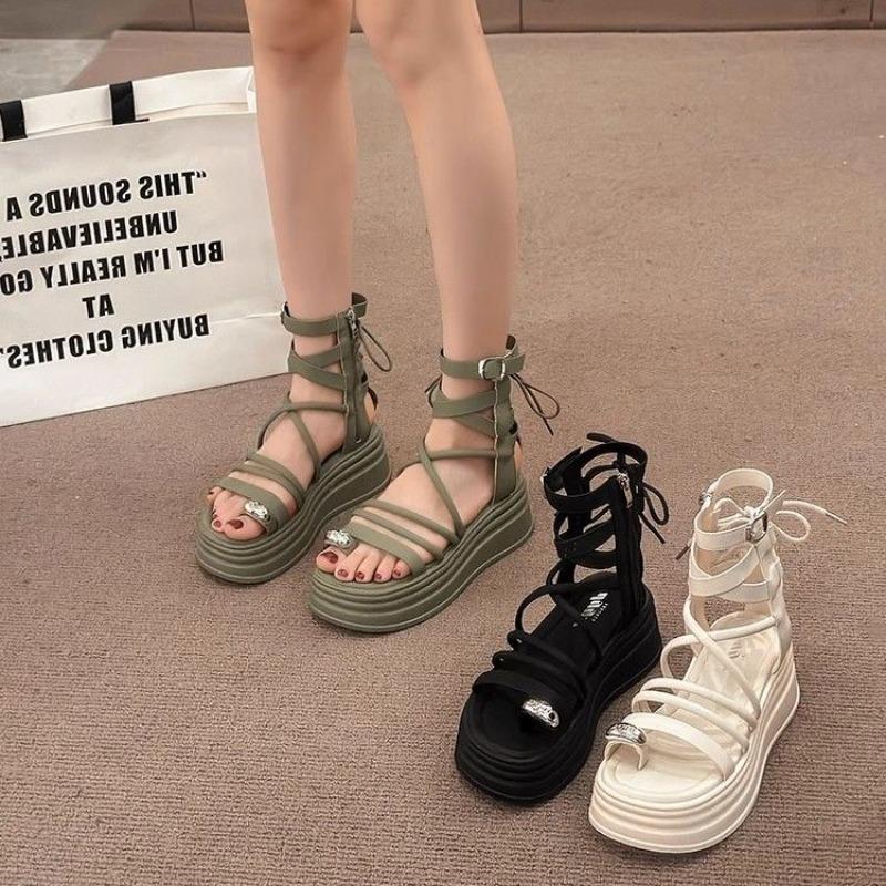 Sommer 2026 Neue sportliche Strandsandalen mit Riemen, vielseitiger dicker Sohle und hohem Schaft für Damen