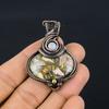 Copper Rhodochrosite Pendant, 999 Copper Wire Wrapped Jewelry, Gemstone Jewelry Pendant, Handmade Wedding Gift Jewelry