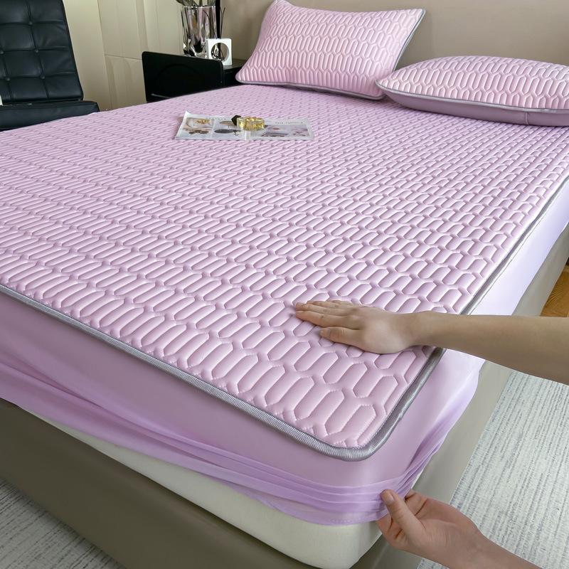 Class A Solid Color Cool Silk Latex Mattress Summer Ice Silk Mat Air Conditioner Mat High-End Washing Machine Washing 3Pcs