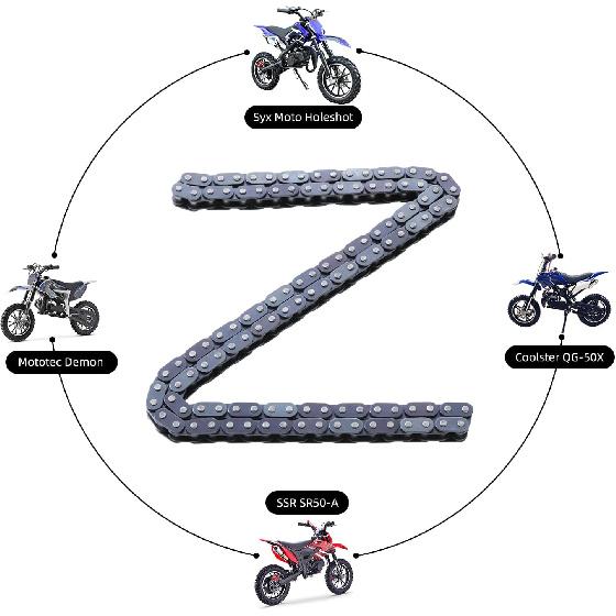 KAMIER T8F Drive Chain 134 Links Heavy Duty For 49Cc 50Cc 2-Stroke GB Syx Moto Holeshot Metotec Xtreme X-Pro SSR Coolster Kids Pit Dirt Bike 4C 47Cc