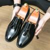 New Designer Men's British Pointed Tassel Sequin Wedding Dress Leather Shoes Moccasins Prom Homecoming Footwear Zapatos Hombre