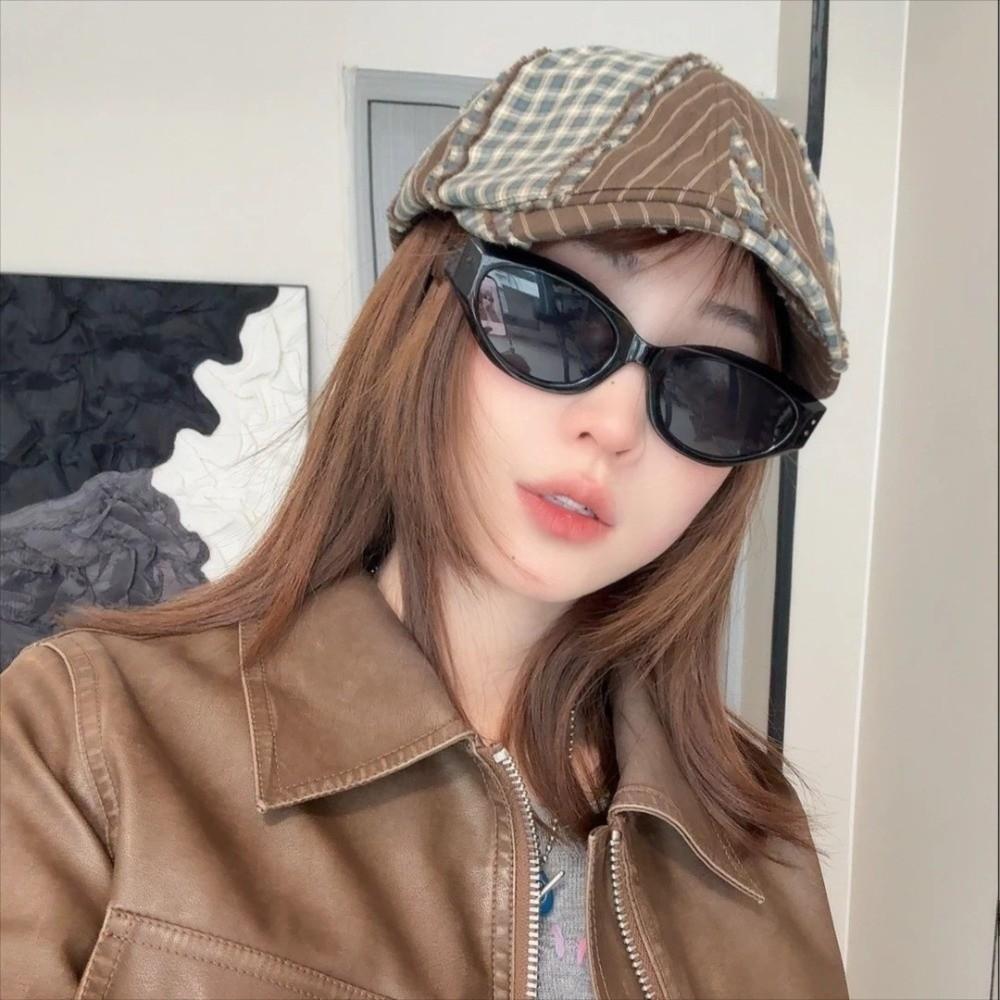 Korean Style Newsboy Caps Forward Cap Painter Hat Fashion Plaid Berets  Ladies