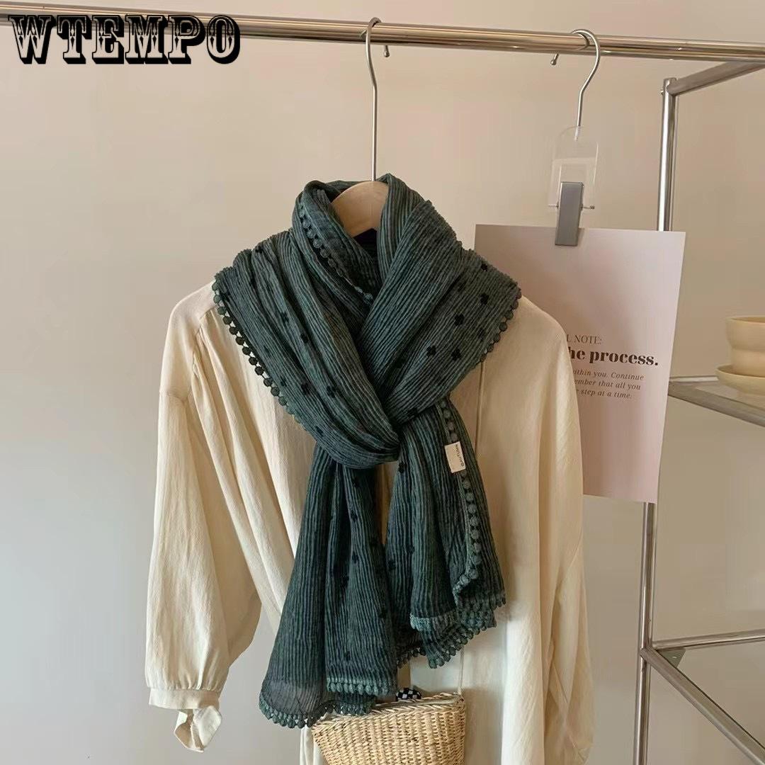 

Autumn and Winter Cotton and Linen Scarf Women s Artistic Retro Shawl Casual and Elegant Scarf 200*120cm бежевий