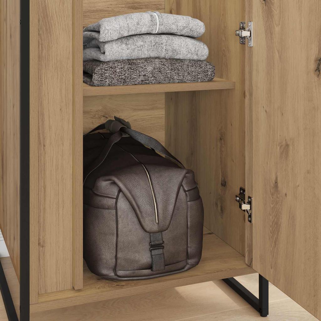 Wardrobe Rustic Oak Finish 50 x 50 x 200 cm Engineered Wood