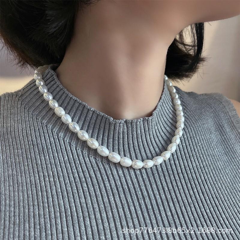 Natural Freshwater Pearl Necklace Women Minimalist Beaded Vintage Jewelry