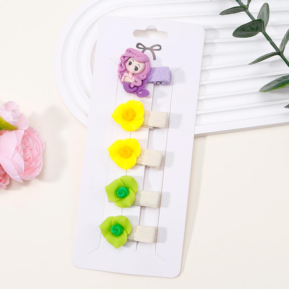5Pcs/Lot Mermaid Solid Color Flowers Hair Ring Hair Clips for Kids Fashion Headdress No Harm to Hair Baby Hair Accessories
