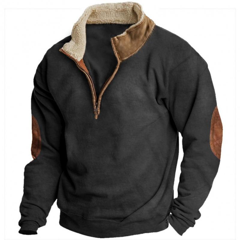 Spring And Autumn New Men'S Long Sleeve Half Zipper Printed Casual Fashion Trend Jacket
