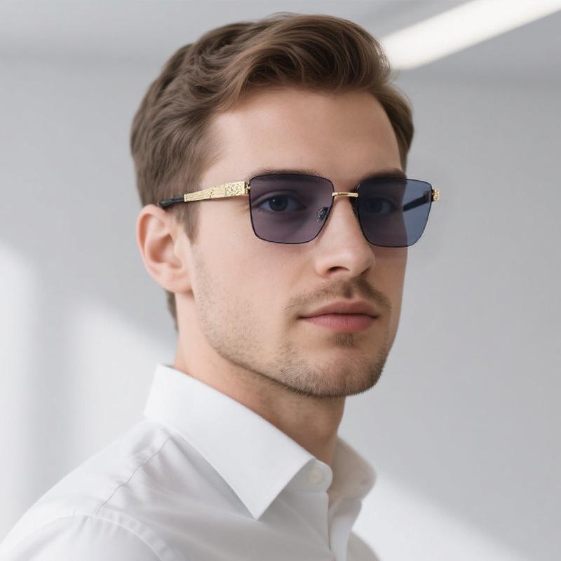 Stylish Frameless Metal Sunglasses for Women, Oversized Frames, European and American Style.