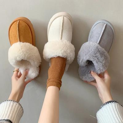 Fashion Women Fur Slippers Warm Platform Snow Slipper  New Soft Short Plush Flats Home Cotton Shoes Korean Suede Mule Slipper 2024