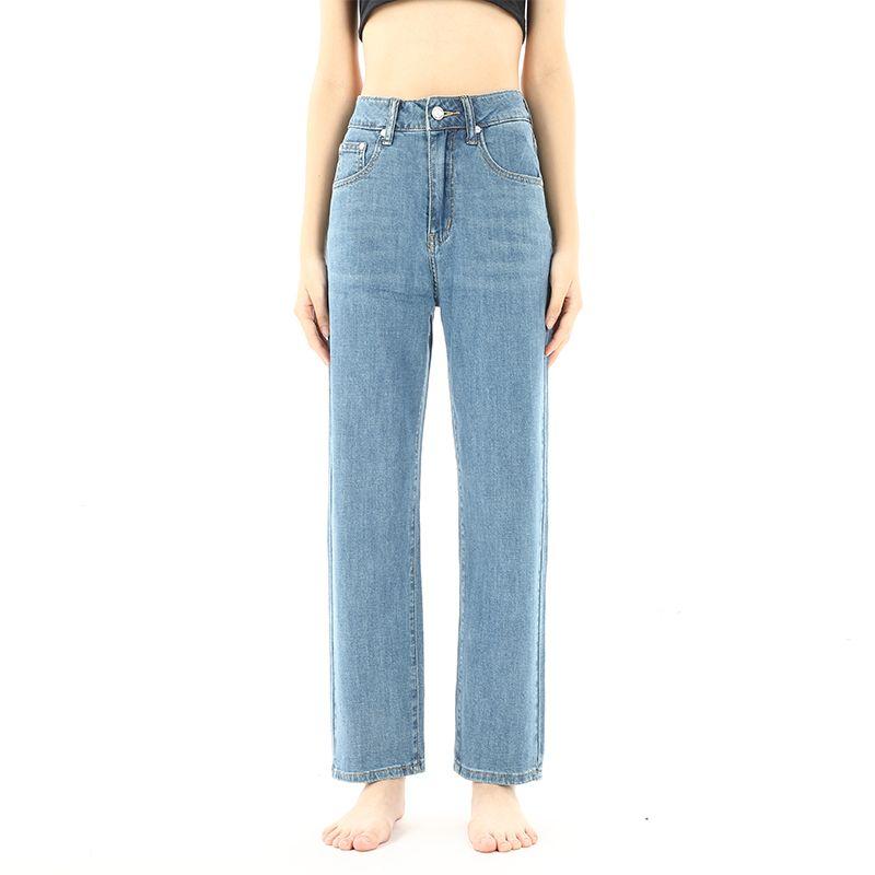 

GPod Fashion Washed Blue High Waist Straight Wide Leg Pants Colo Blue XS