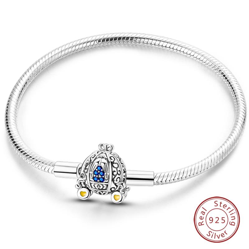925 Silver Pumpkin Cart Tree of Life Heart Shaped Magic Eye Bracelets Fit DIY Charms Birthday Jewelry Gifts