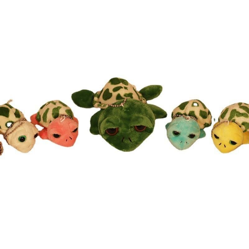 Adorable Big Eye Turtle Plush Pendant Soft Pp Cotton Filled Keychain For Bags