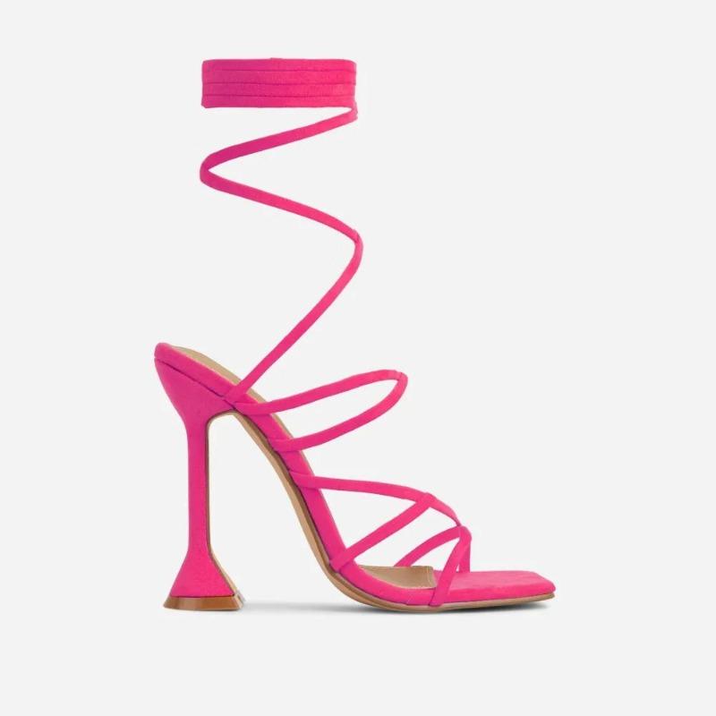 Summer New Black Strap Shos Stilettos Square Head Sandals Large Size Stiletto Womn