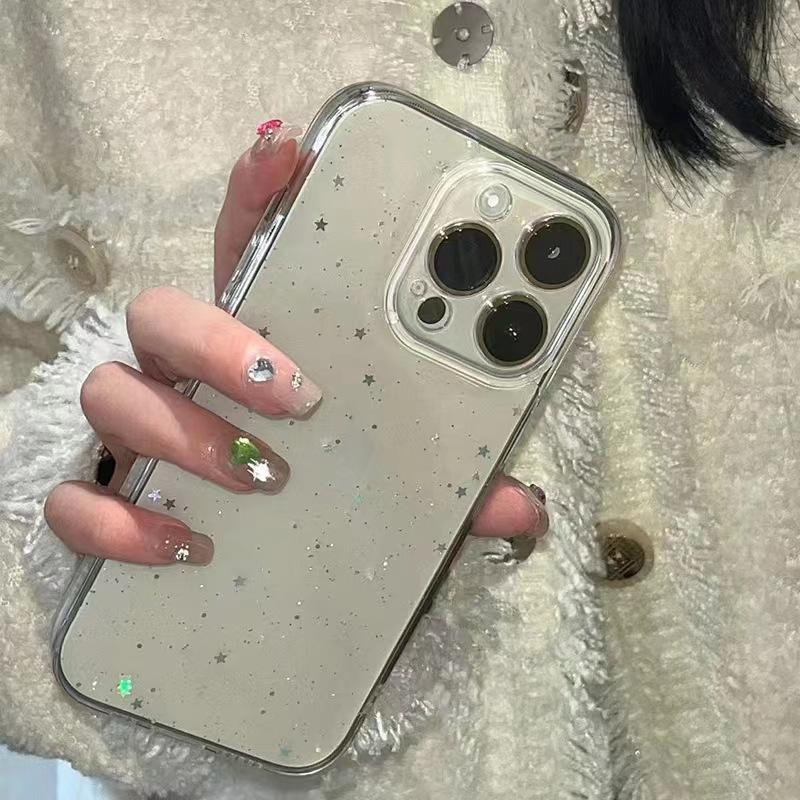 The Same Glitter Star Case Is Suitable for iPhone 17 Pro Max, Apple 16, 15 Transparent, 14 for Women, 13