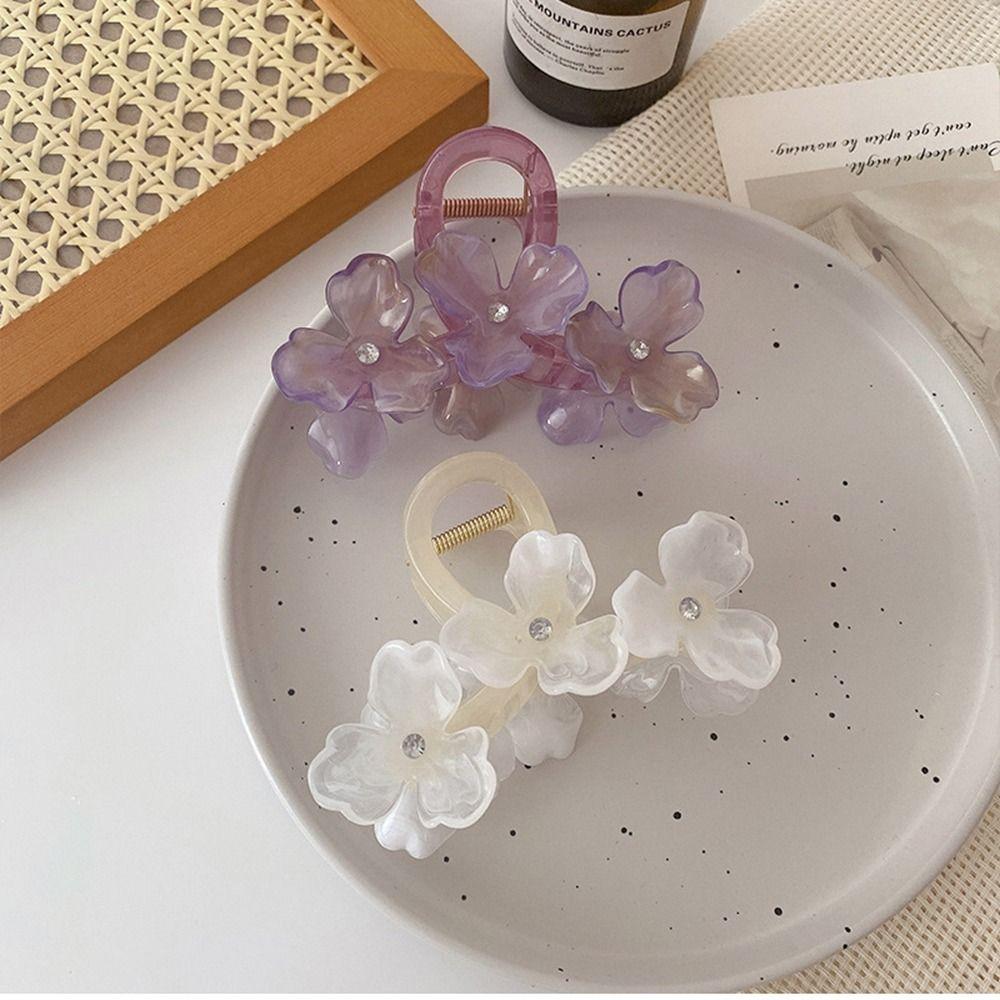 Cute Hairpin Rhinestone Hair Clip Acrylic Flower Hair Claw Fashion Girl