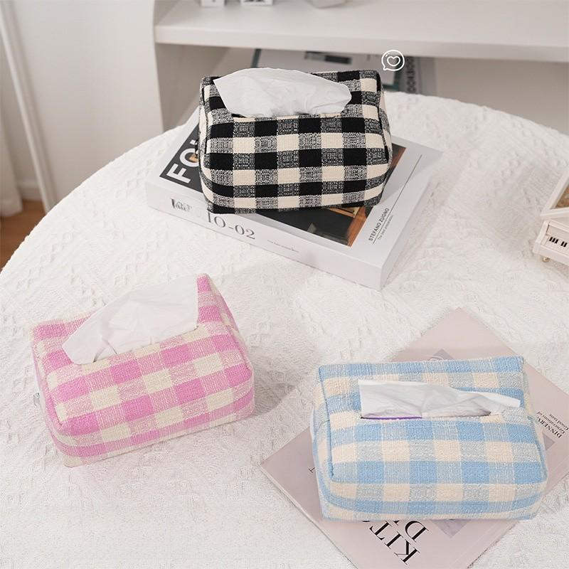 Modern Minimalist Cotton Tissue Box With Splicing Design For Office Decor And Desk Organization