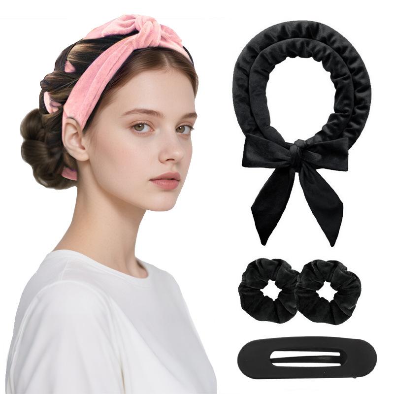 Heatless curling iron hair tie streamer coiler hairdressing big wave sleep gift box set