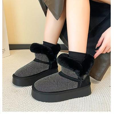 Fashion New Rhinestone Decoration Women's Ankle Boots Warm Plush Water Proof Winter 2024 Hot Sale Casual Comfortable Women Snow Boots