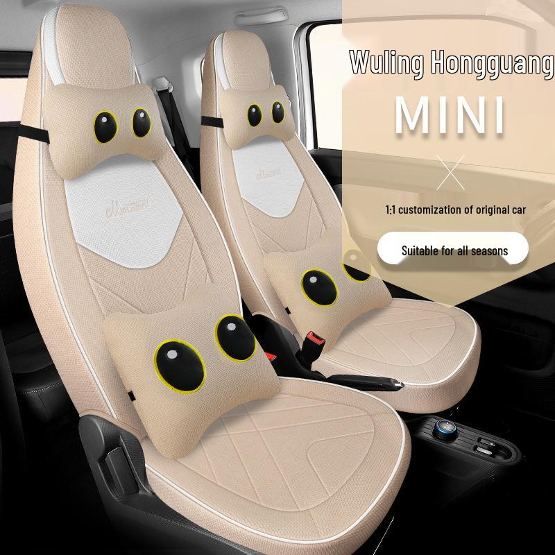 Full Coverage Cartoon Fabric Seat Cover for 2020-2022 Wuling Hongguang MINI 1st & 2nd Gen (4-Seater)