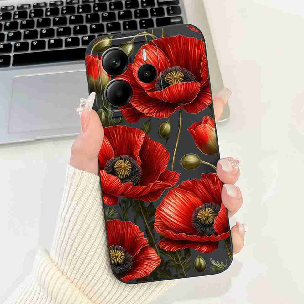 Luxury Rose Cover For Xiaomi Redmi Note 14 5G Case 6.67" Soft Slim Phone Case For Redmi Note 14 Note14 5G Capa Bags