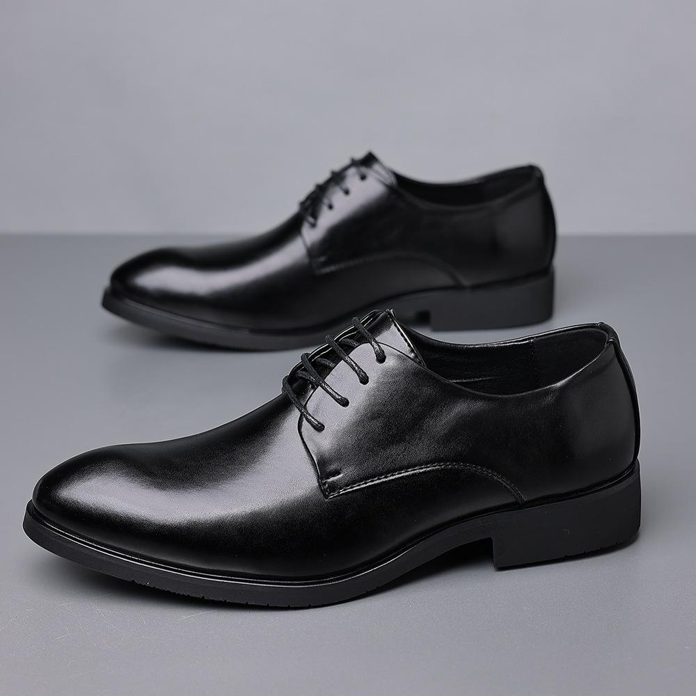 New Four Seasons Office England Derby Shoes Business Men's Versatile Dress Leather Shoes Versatile Wear-resistant Leather Shoes Men's Shoes