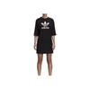 Adidas Originals Trefoil Theme Logo Print Round Neck Slim Fit Casual Sports Long Sleeve Dress Women dresses Black DP8593