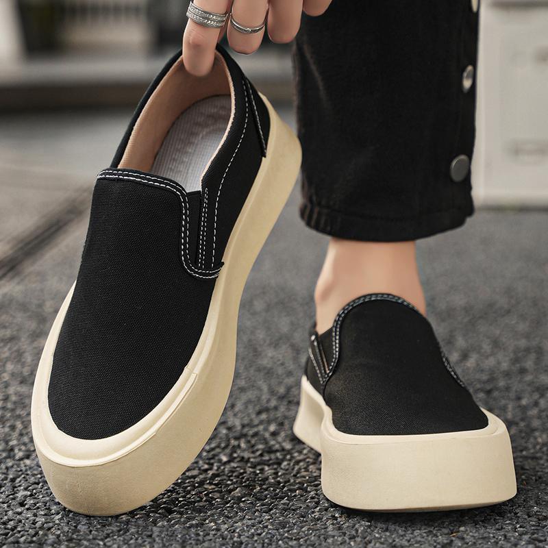 

Мужская тканевая обувь 2024 года, лето, новая толстая подошва, удобная, ленивая, универсальная, модная, повседневная обувь для сноуборда 39 чёрный