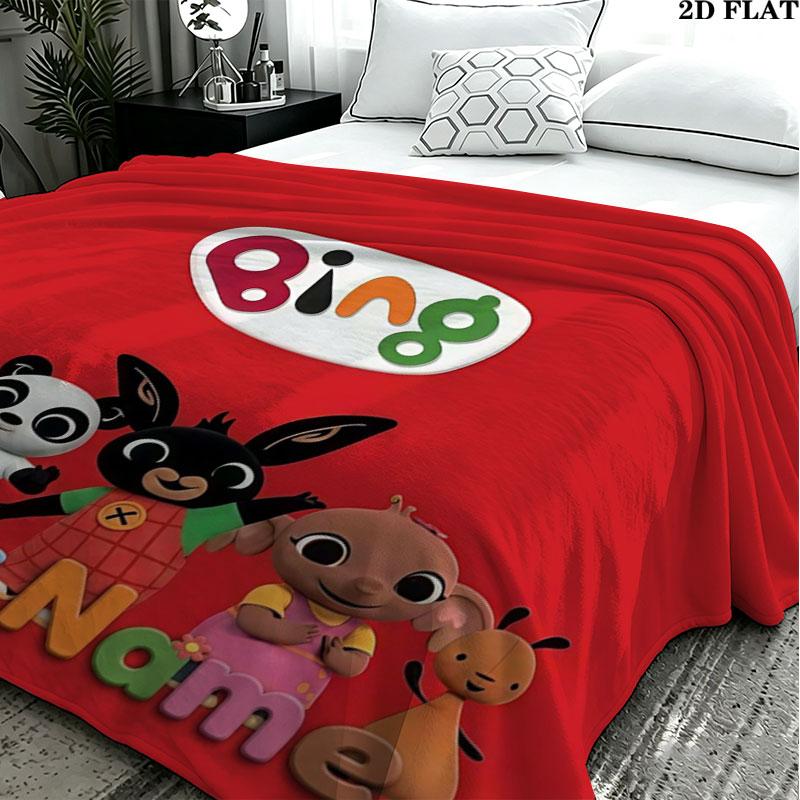 1PC Bing Custom Name Patterned Flannel Blanket Suitable For All Seasons for Home Decor Warmth and Comfort Gifts Holiday Present