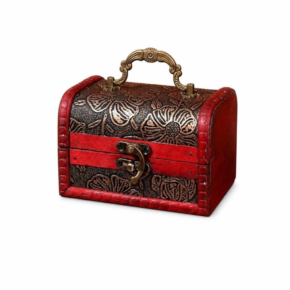 Small Size Wooden Jewelry Box Classical Keepsake Case Retro Trinket Chest Cosmetics Sorting