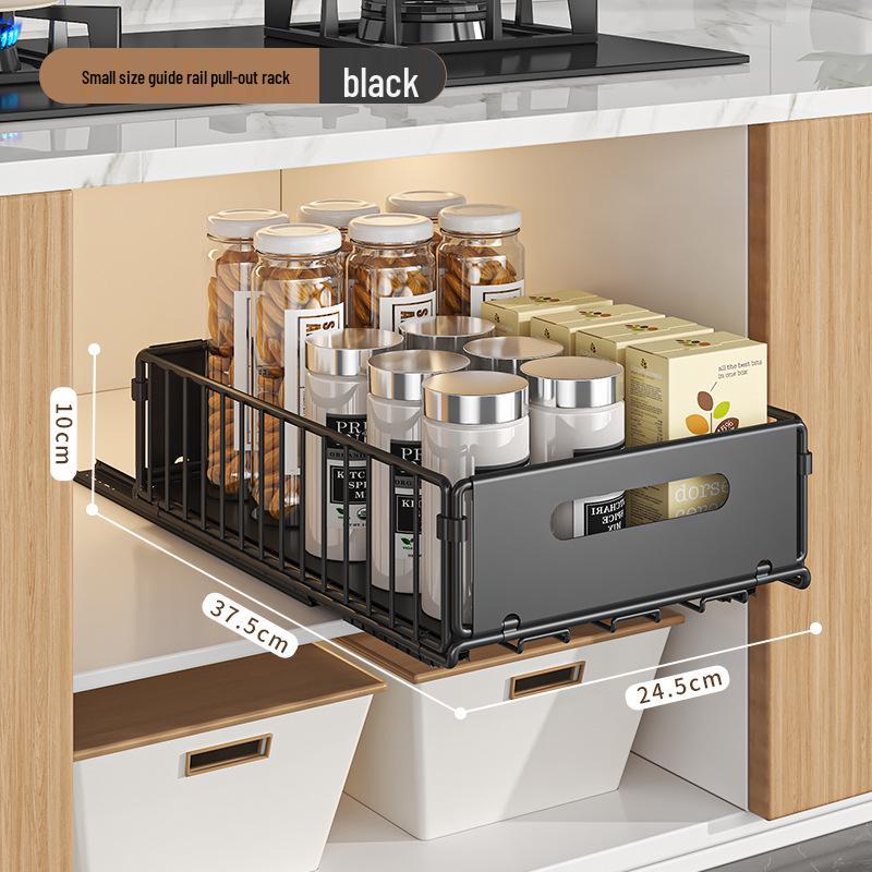 

Двухъярусная выдвижная полка для кухонной мойки для хранения приправ и закусок Single Low Single Layer Black
