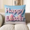 2D Happy Easter With Floral Egg-Print Pillow Cover Pattern Cushion Cover Suitable For Sofa Bedroom Car Pillow Cover