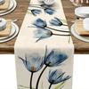 1pc Tulip Linen Table Runner ,Kitchen Dining Table Decoration for Indoor Outdoor Home.Festival gifts,minimalist style.