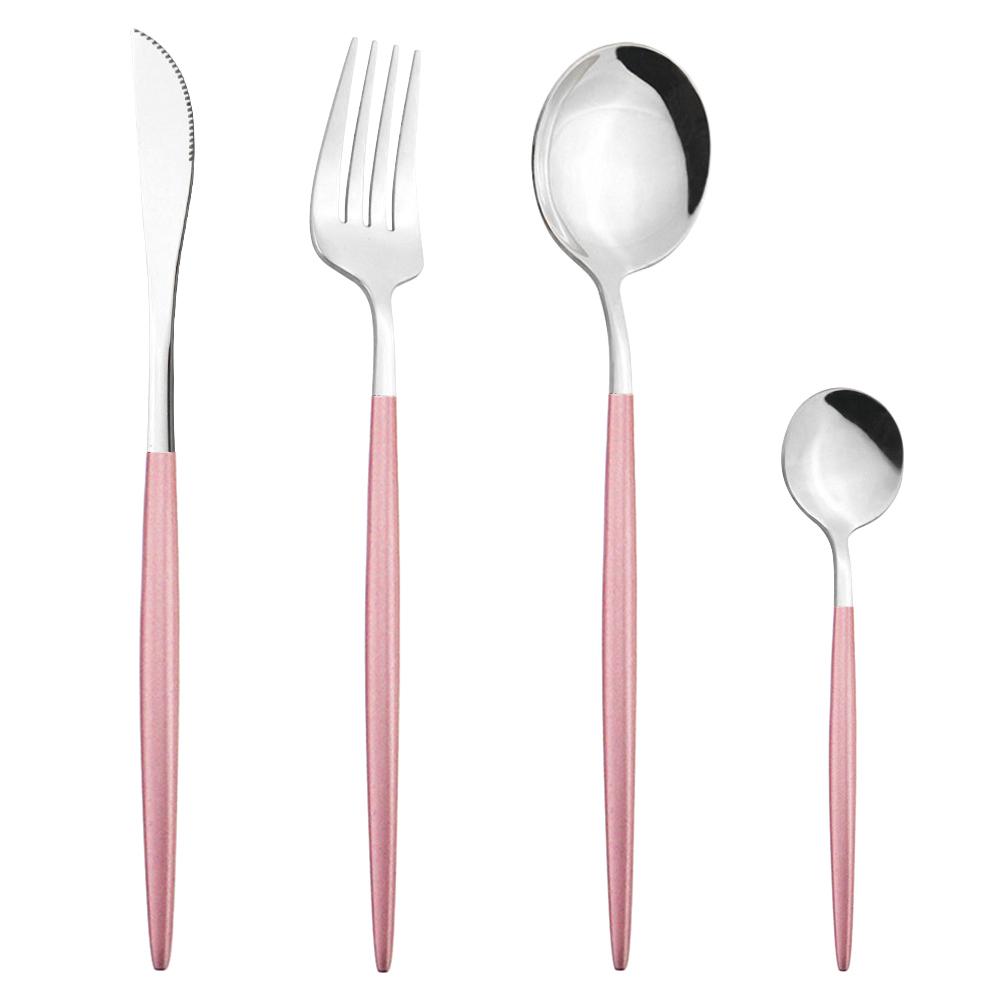4Pcs/Set Colorful Dinnerware Set Stainless Steel Cutlery Dinner Set Knife Fork Coffee Spoon Silverware Set Kitchen Tableware Set